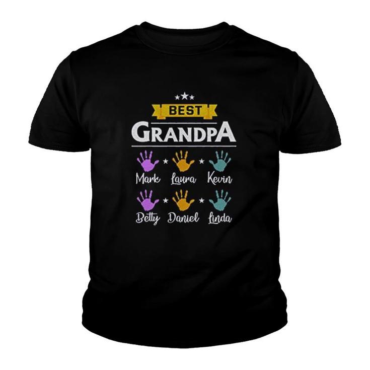 Best Grandpa With Grandchilds Handprint Youth T-shirt