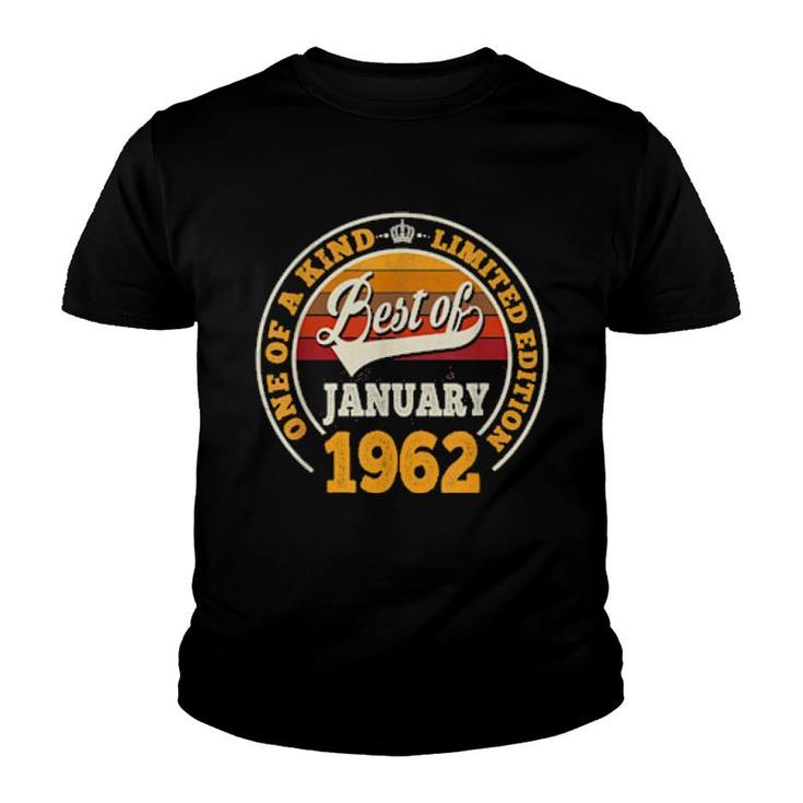 Best Of January 1962 60Th Birthday 60 Years Old Youth T-shirt