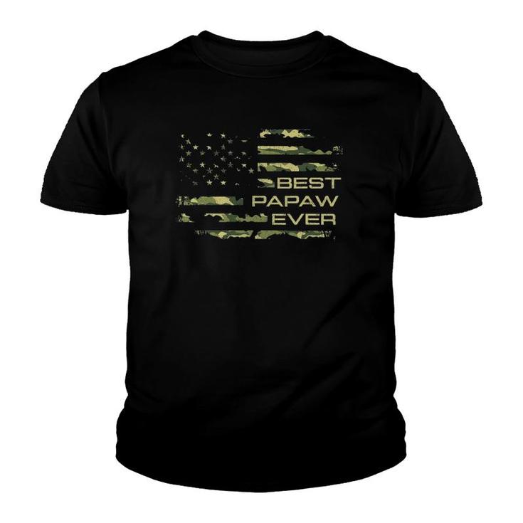 Best Papaw Ever Camo America Flag Gift For Men Father's Day Youth T-shirt
