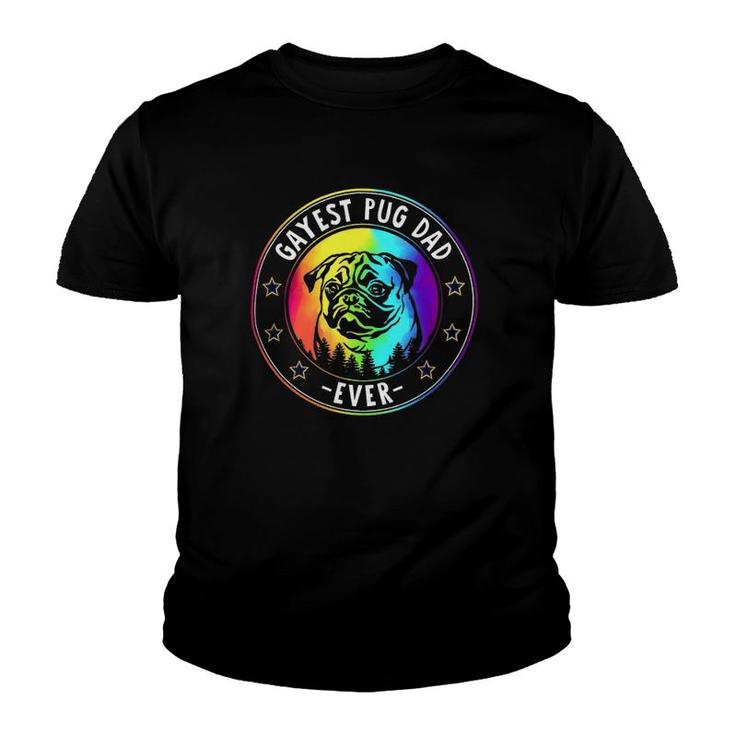 Best Pug Dad Ever Lgbt Gay Pride Flag Dog Lover Ally Youth T-shirt