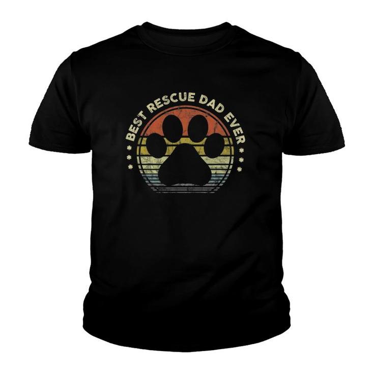 Best Rescue Dad Ever - Vintage Retro Mens Dog Cat Lover Youth T-shirt