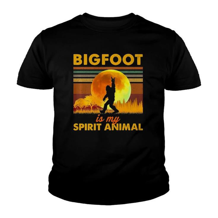Bigfoot Is My Spirit Animal Bigfoot Walking In The Moon  Youth T-shirt