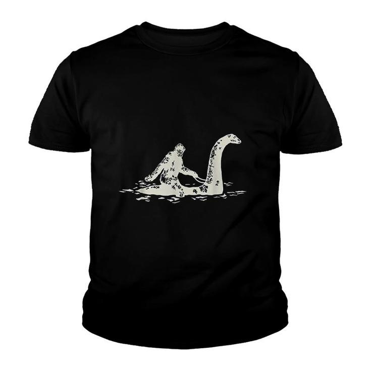 Bigfoot Sasquatch Riding The Loch Ness Monster Youth T-shirt