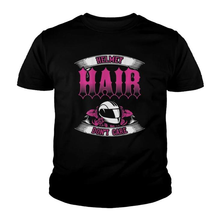 Biker Mom  Helmet Hair Don't Care Motorcycles Mother's Day Youth T-shirt