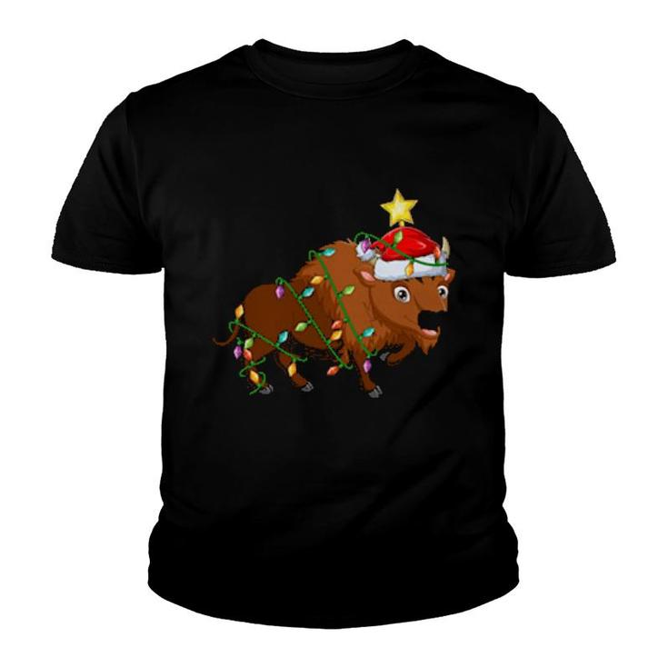 Bison Lighting Xmas Tree Matching Bison Christmas  Youth T-shirt