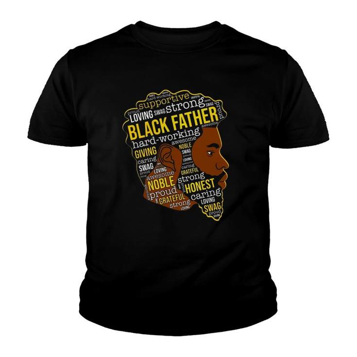 Black Father Father's Day Gift Natural Hair Word Cloud Youth T-shirt