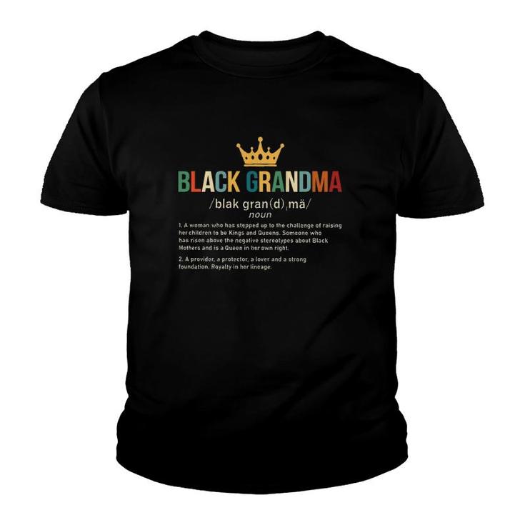 Black Grandma Definition Vintage Black Grandmother Crown Youth T-shirt