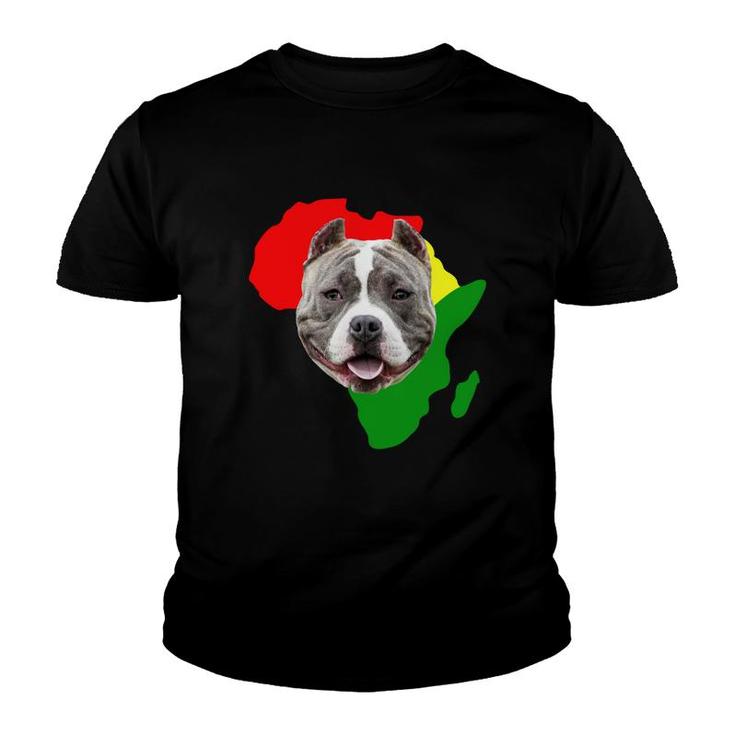 Black History Month African Map American Bully Gift For Pet Lovers Proud Black Youth T-shirt