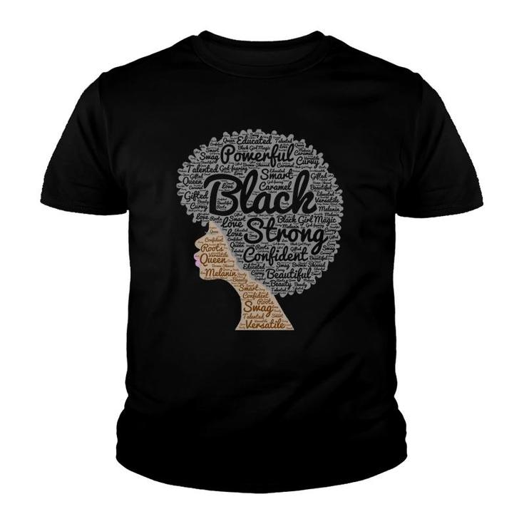 Black History Month Afro Word Art Natural Hair Youth T-shirt