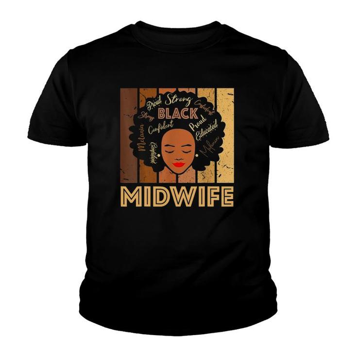 Black Midwife Strong Afro African American Youth T-shirt