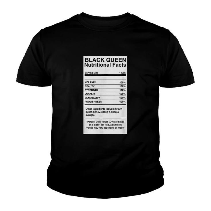 Black Queen Nutritional Facts Youth T-shirt