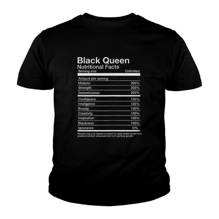 Black Queen Nutritional Facts Youth T-shirt