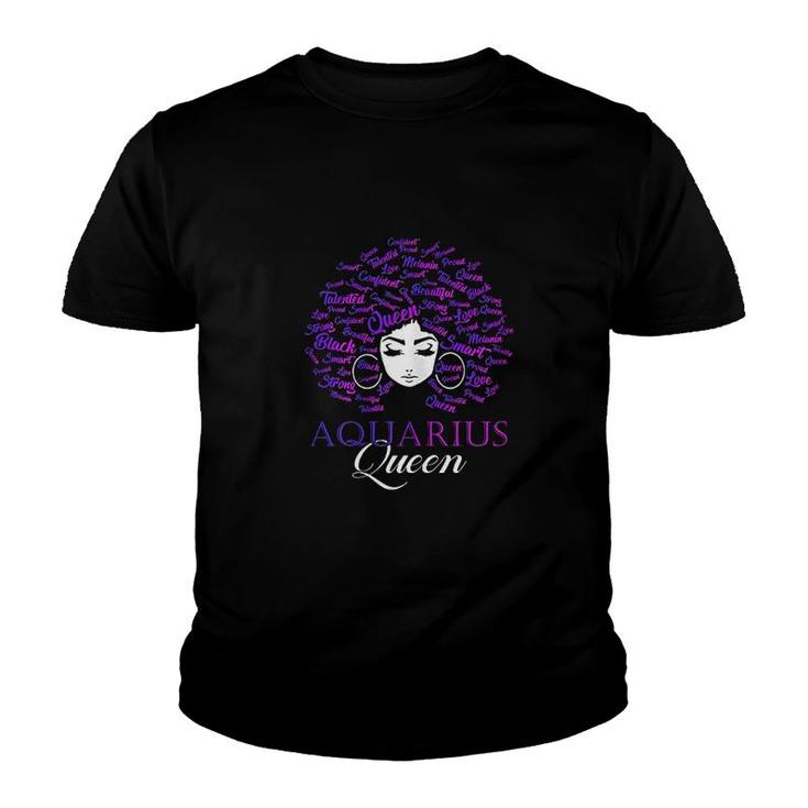 Black Women Afro Hair Aquarius Queen Youth T-shirt