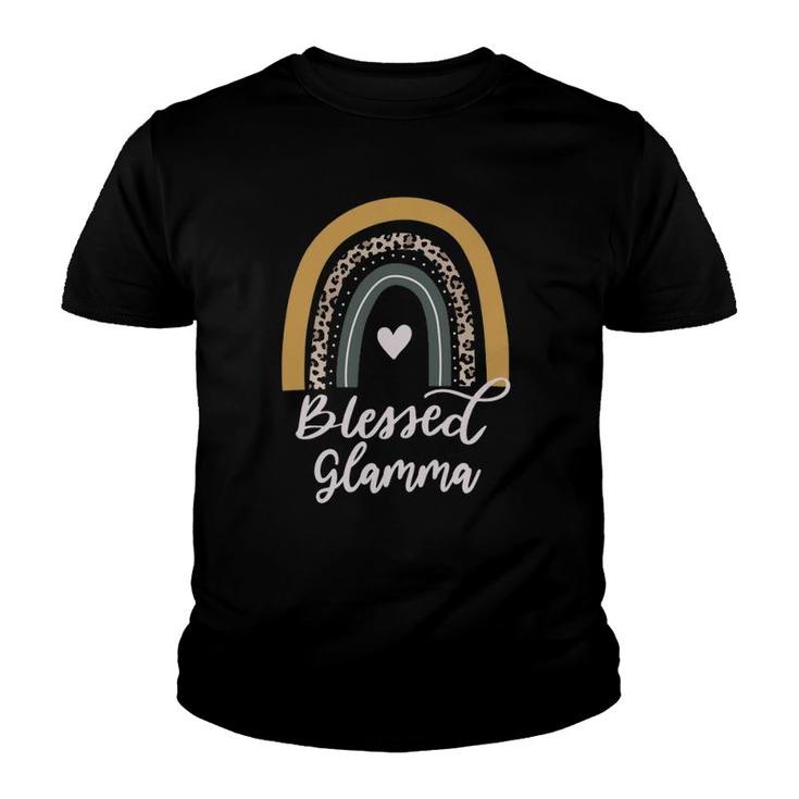 Blessed Glamma Rainbow Leopard Gift For Grandma Nana Youth T-shirt