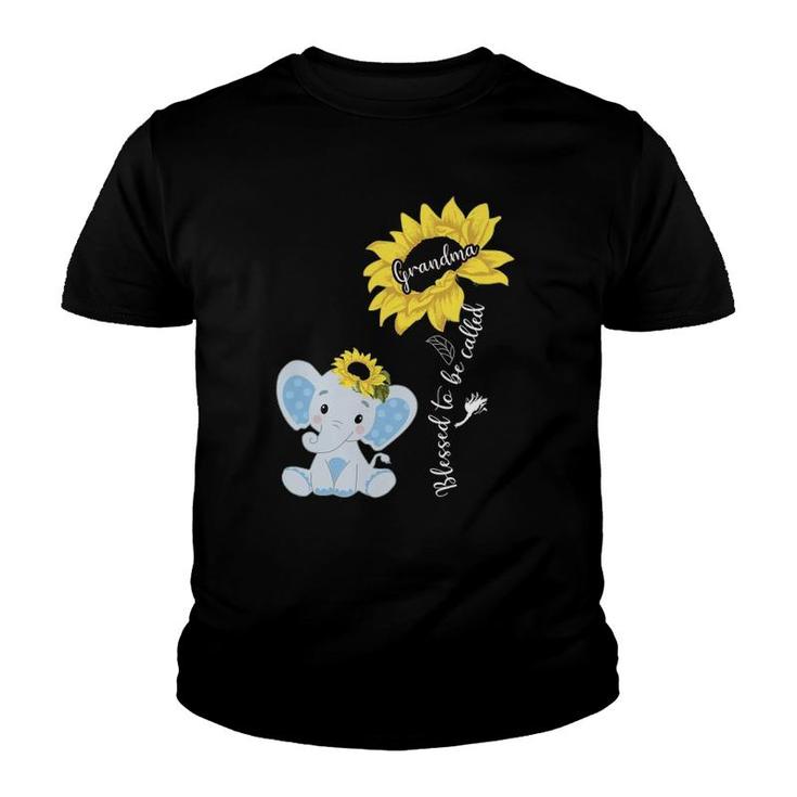 Blessed To Be Called Grandma Elephant Sunflower Youth T-shirt