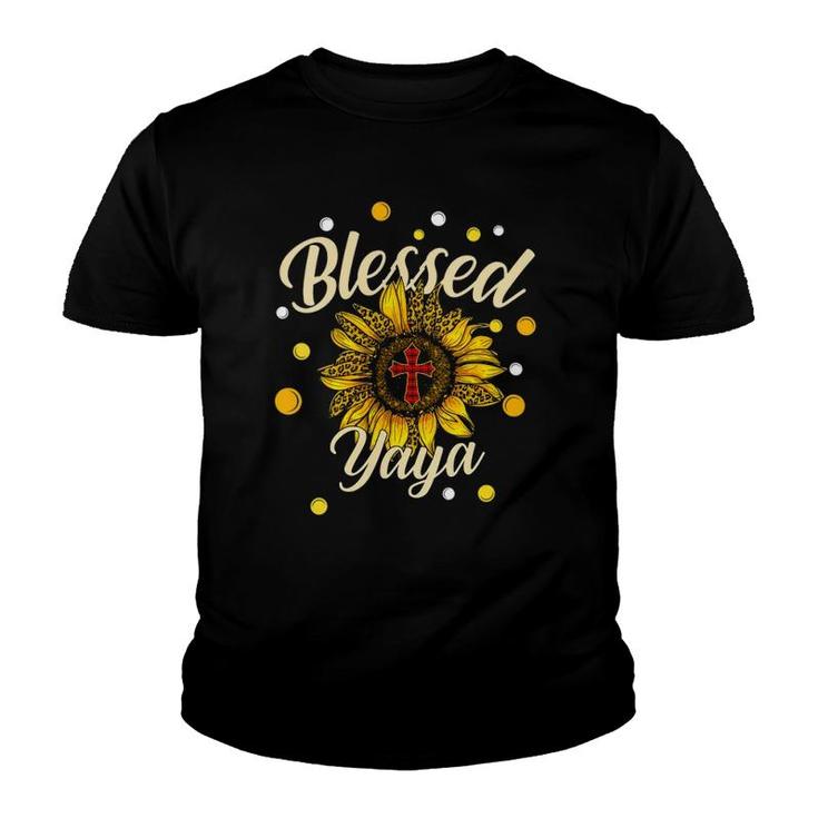 Blessed Yaya Cross Sunflower Mother's Day Youth T-shirt