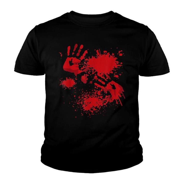 Blood Hands Blood Splatter Happy Halloween  Youth T-shirt
