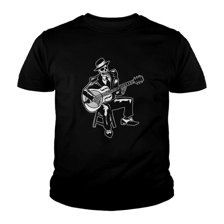 Blues Music   Skeleton Bluesman Youth T-shirt