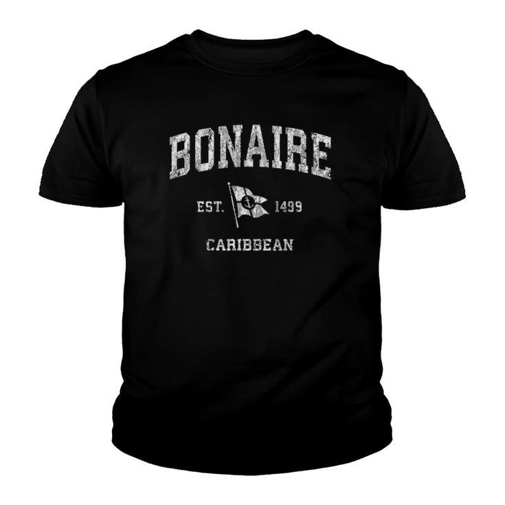 Bonaire Vintage Nautical Boat Anchor Flag Design Youth T-shirt