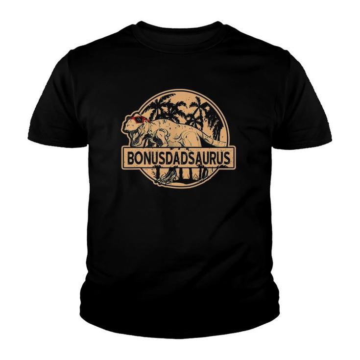 Bonus Dad Saurusrex Family Matching Daddysaurus Stepdad Youth T-shirt