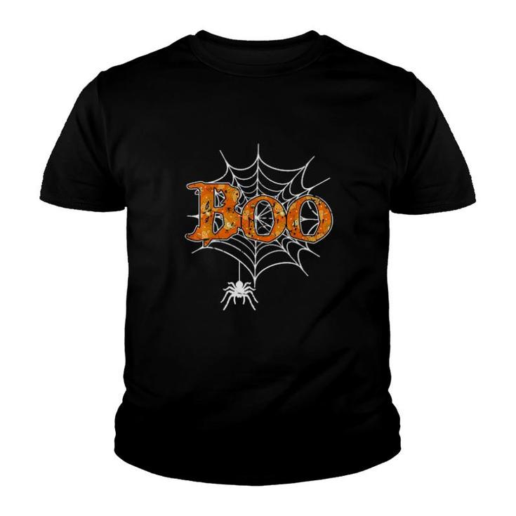 Boo Web Spider Halloween Day Party Trick Or Treat  Youth T-shirt