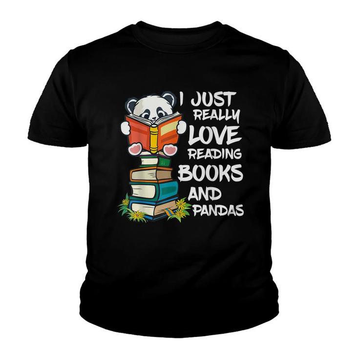 Book Lover  Kids Panda Lover Book Reading  Youth T-shirt
