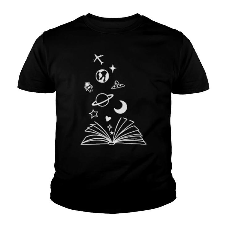 Book Science Space And Travel Christmas Reading Fan  Youth T-shirt