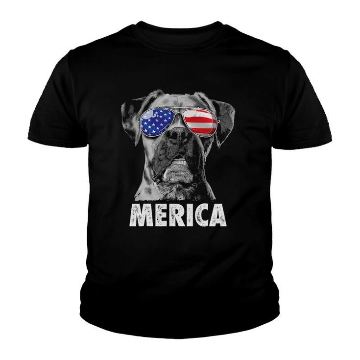 Boxer 4Th Of July Merica Sunglasses Men Usa American Flag Youth T-shirt