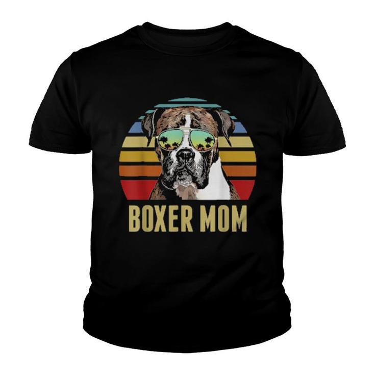 Boxer Best Dog Mom Ever Retro Sunset Beach Vibe  Youth T-shirt