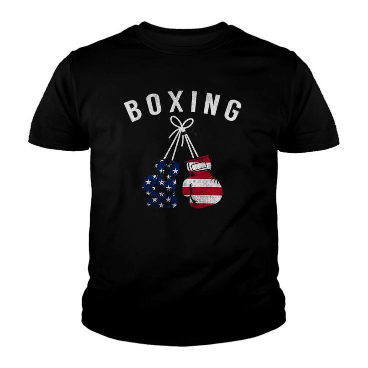 Boxing Gifts For Him Dad Men Box Gloves American Flag Usa Youth T-shirt