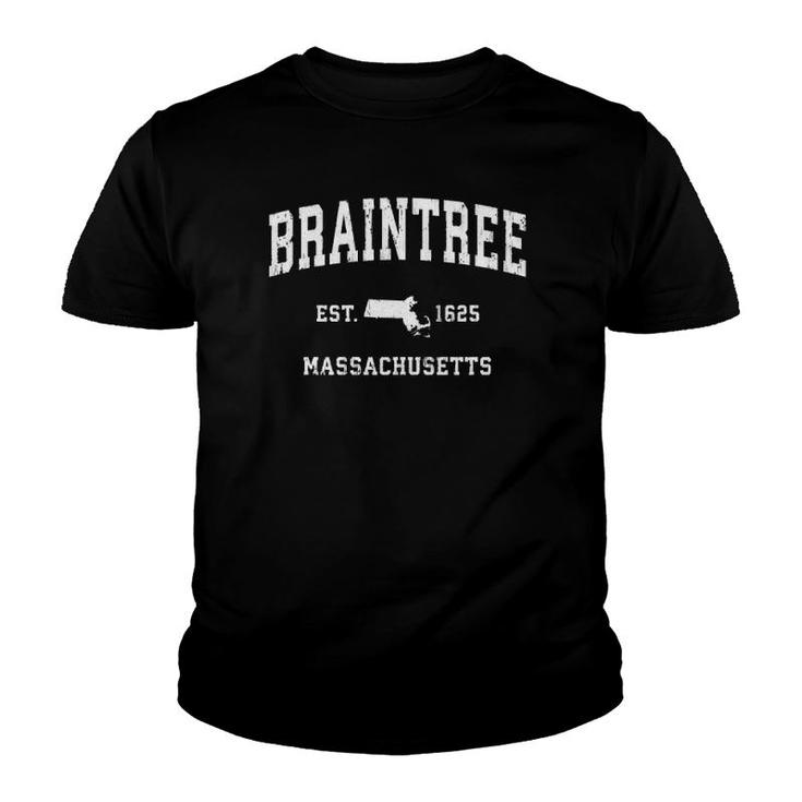 Braintree Massachusetts Ma Vintage Athletic Sports Design  Youth T-shirt