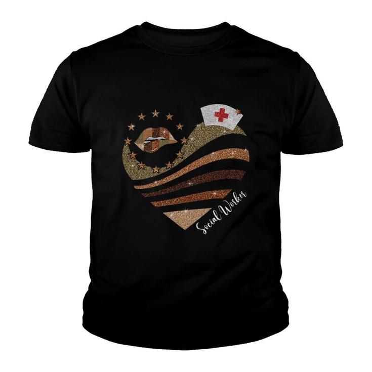 Brown Heart Social Worker Youth T-shirt