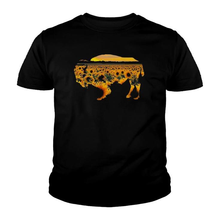 Buffalo Sunflower Motif Gift Youth T-shirt