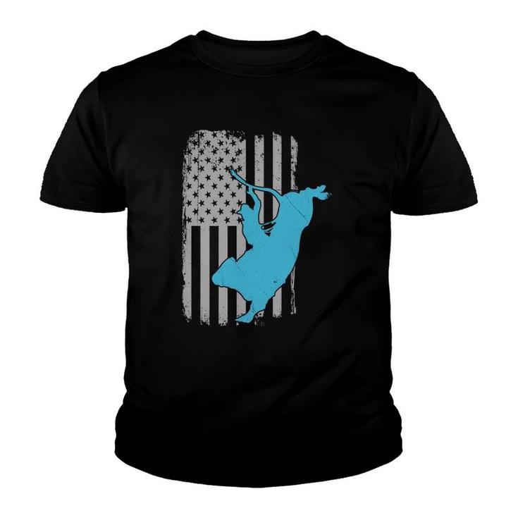 Bull Riding Rodeo Vintage American Flag Youth T-shirt