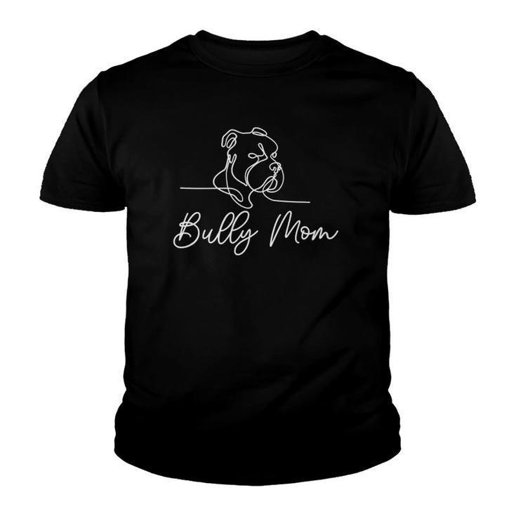 Bully Mom Dog Animal Line Drawing American Bull Youth T-shirt