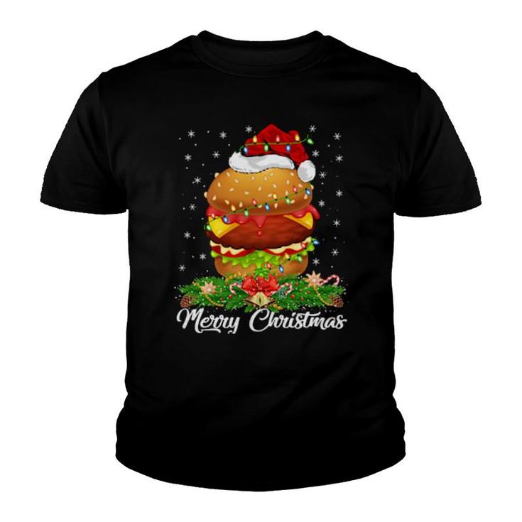 Burger Food Matching Santa Hat Burger Christmas  Youth T-shirt