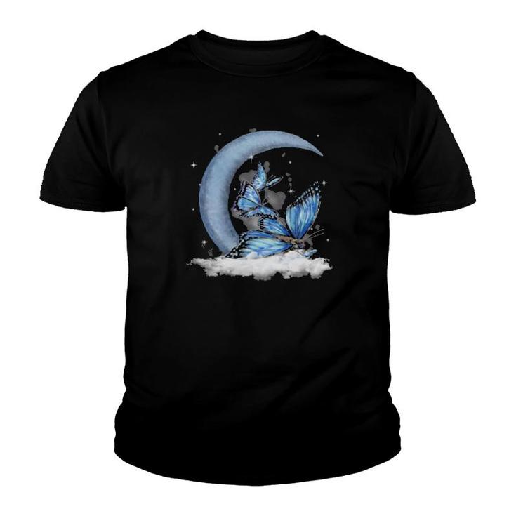 Butterfly Sleeping With Moon, Crescent Moon , Butterfly Sit On The Crescent Moon  Youth T-shirt