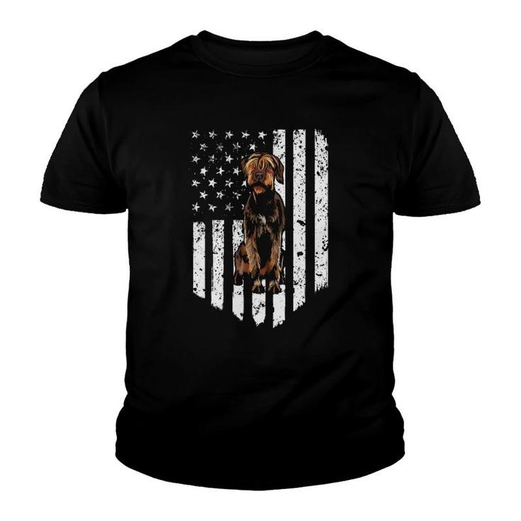 Bw American Flag Wirehaired Pointing Griffon 4Th Of July Usa Youth T-shirt