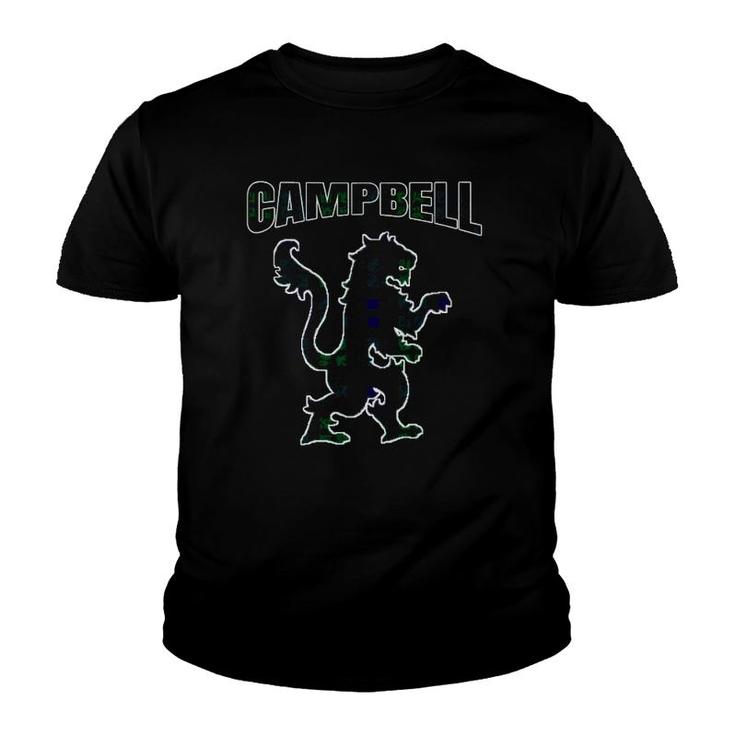 Campbell Clan Kilt Tartan Lion Namesake Scottish Youth T-shirt