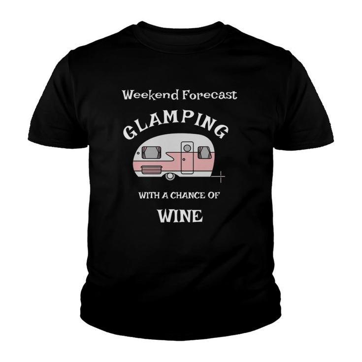 Camping For Women Glamping With Wine Cute Gift Youth T-shirt