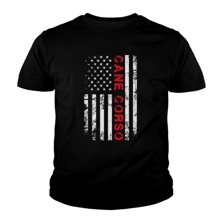 Cane Corso American Flag Distressed Youth T-shirt