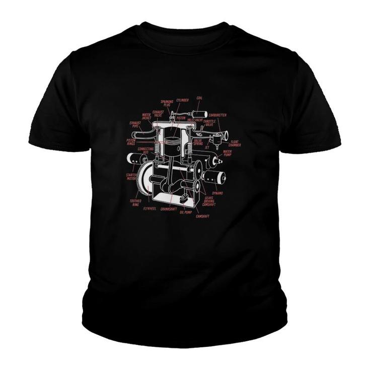 Car Engine Mechanic Machanist Gift Youth T-shirt