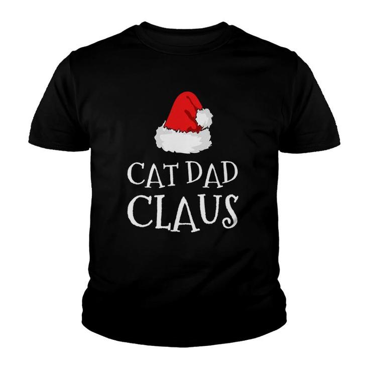 Cat Dad Claus Christmas Hat Family Group Matching Pajama Youth T-shirt