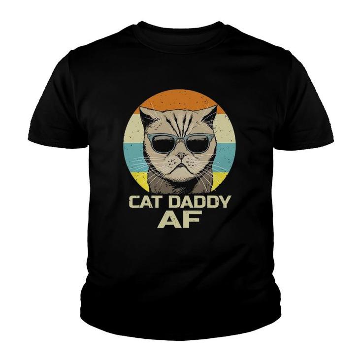 Cat Daddy Af Sunglasses Vintage Funny Fathers Day Cat Dad Youth T-shirt