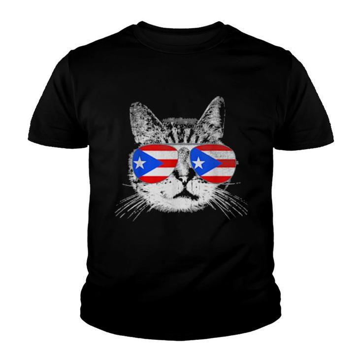 Cat  Puerto Rico Flag Country Pride  Youth T-shirt