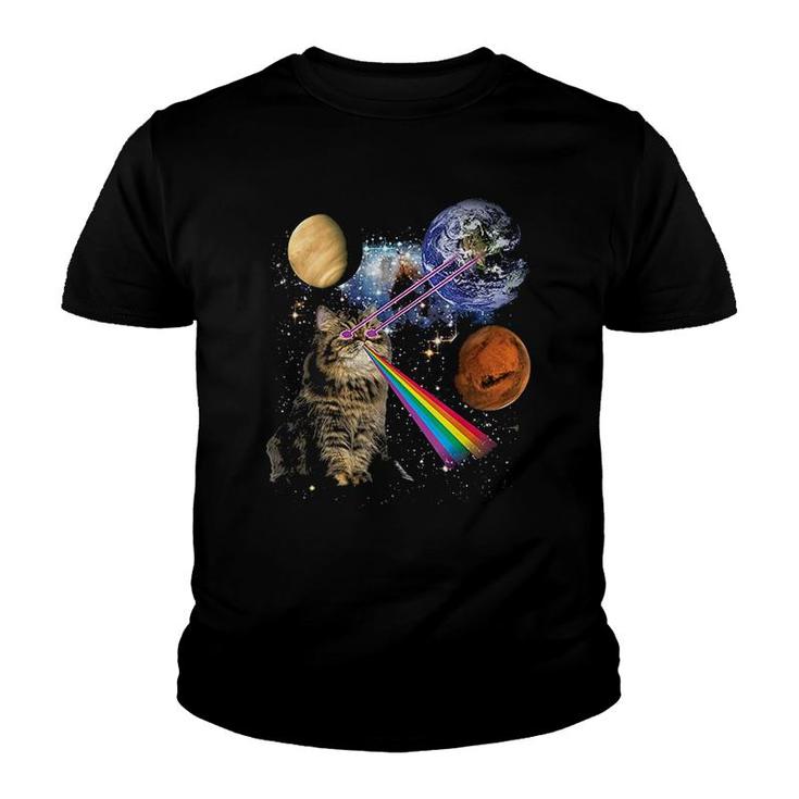 Cat Rainbow In Galaxy Space Youth T-shirt