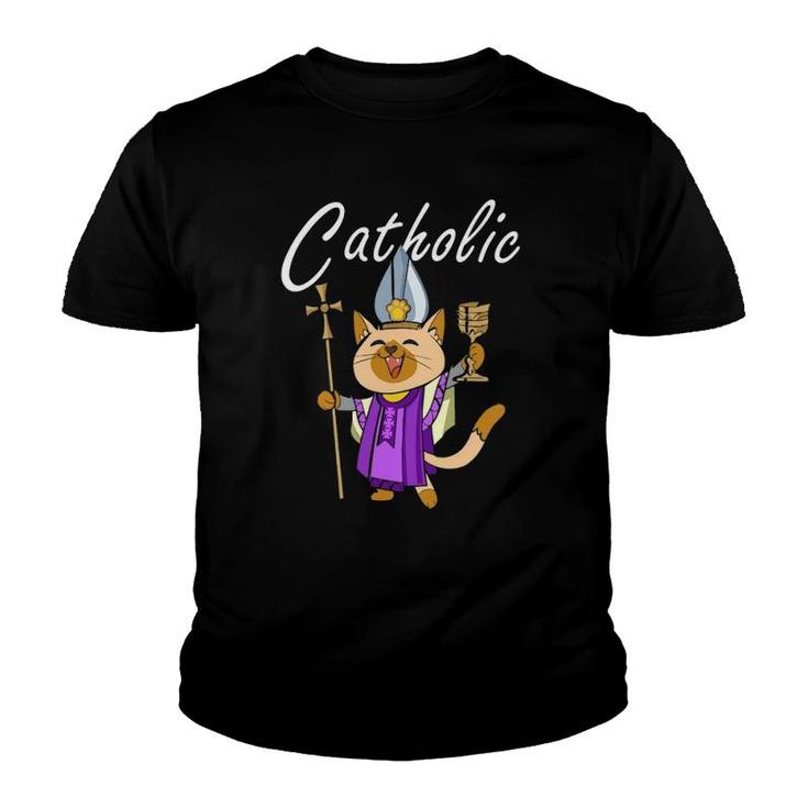 Catholic - Gift Ideas For Christian Catholic Cat Lover Youth T-shirt