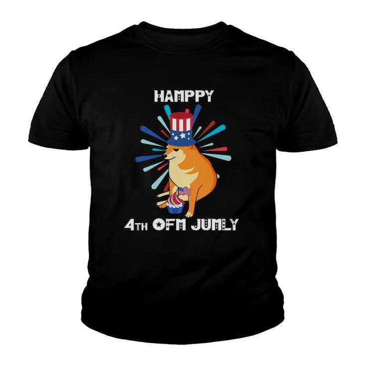Cheems 4Th Of July Meme Funny Cupcake Flag Independence Day Youth T-shirt