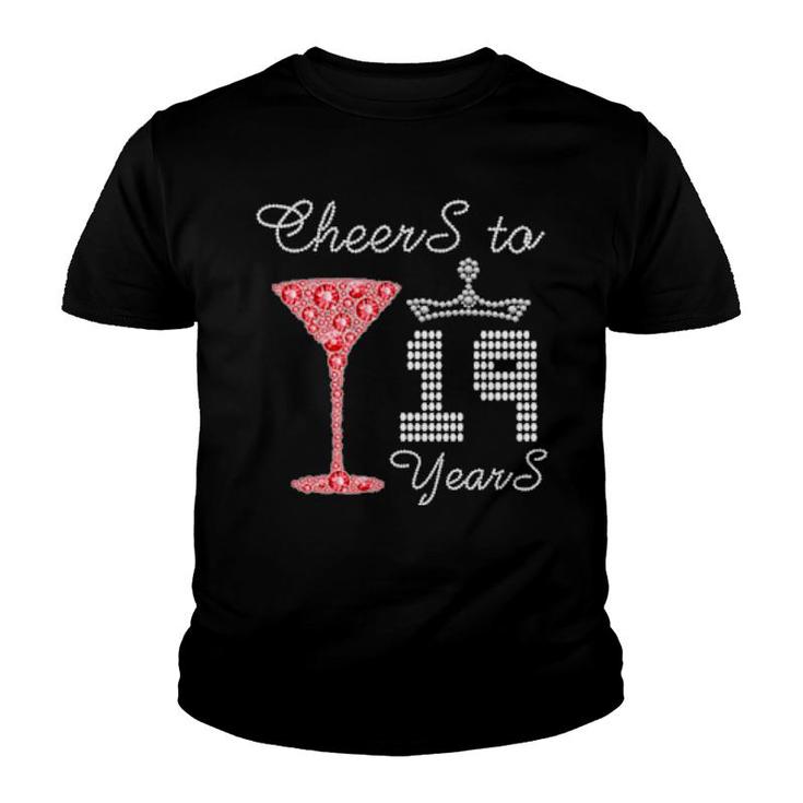 Cheers To 19 Years 19Th Birthday Party Outfit Born In 2002  Youth T-shirt