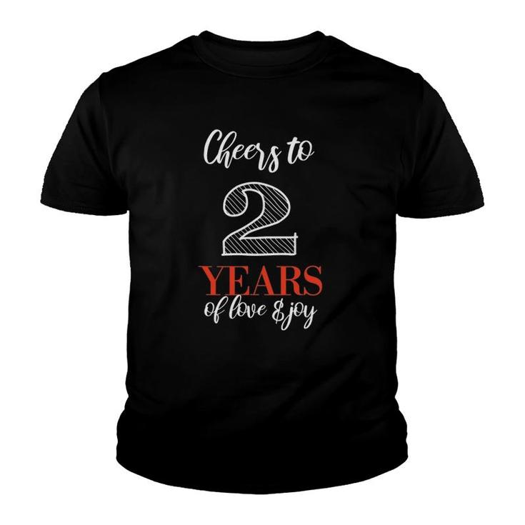 Cheers To 2 Years - 2Nd Wedding Anniversary Youth T-shirt